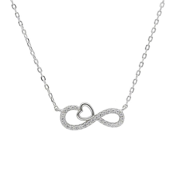 Girocollo in argento 925/ooo e zirconia cubica con cuore e infinito