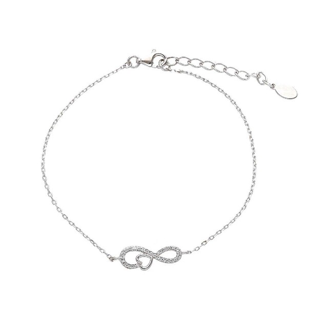 Bracciale in argento 925/ooo e zirconia cubica con cuore e infinito