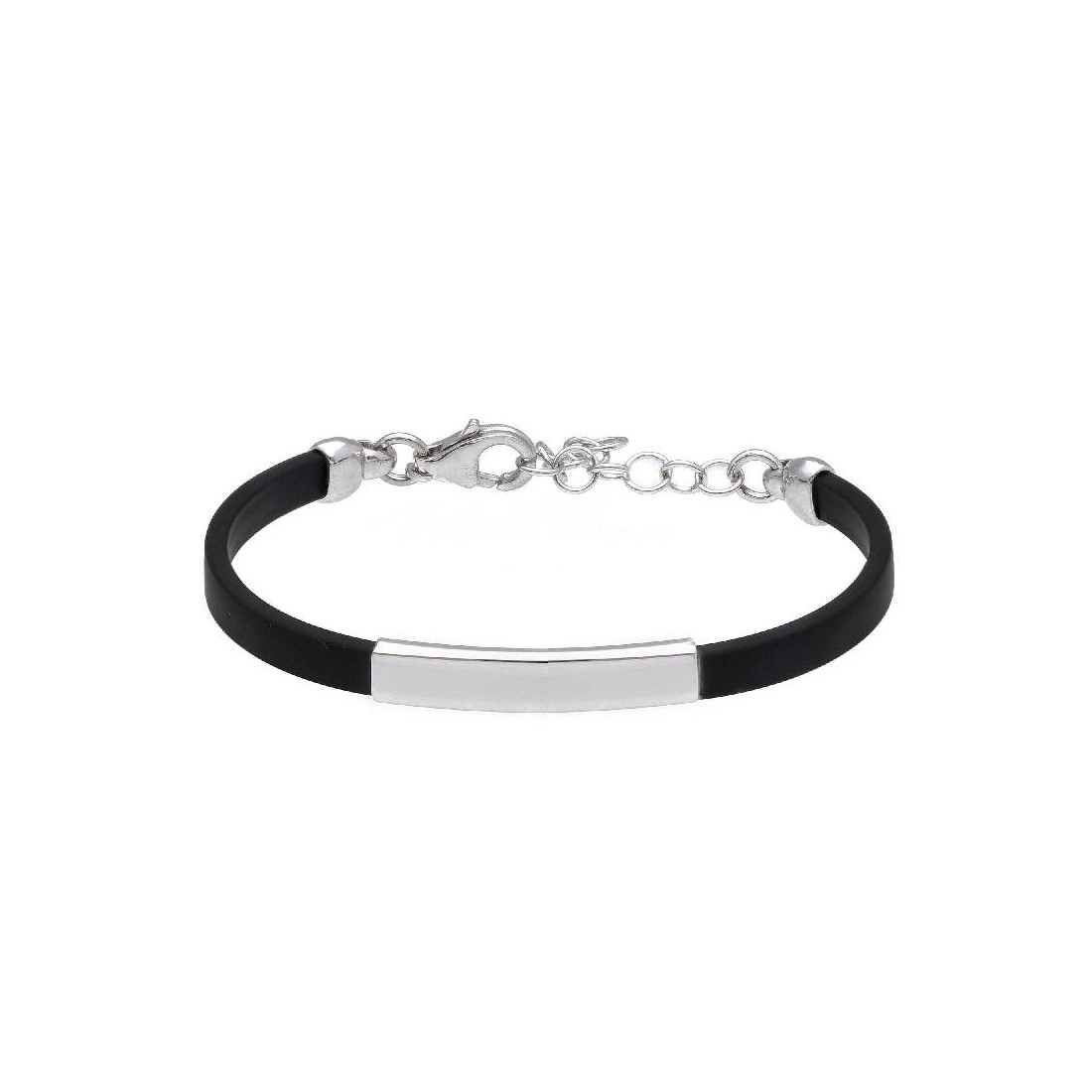 Bracciale targa in argento 925/ooo e caucci�