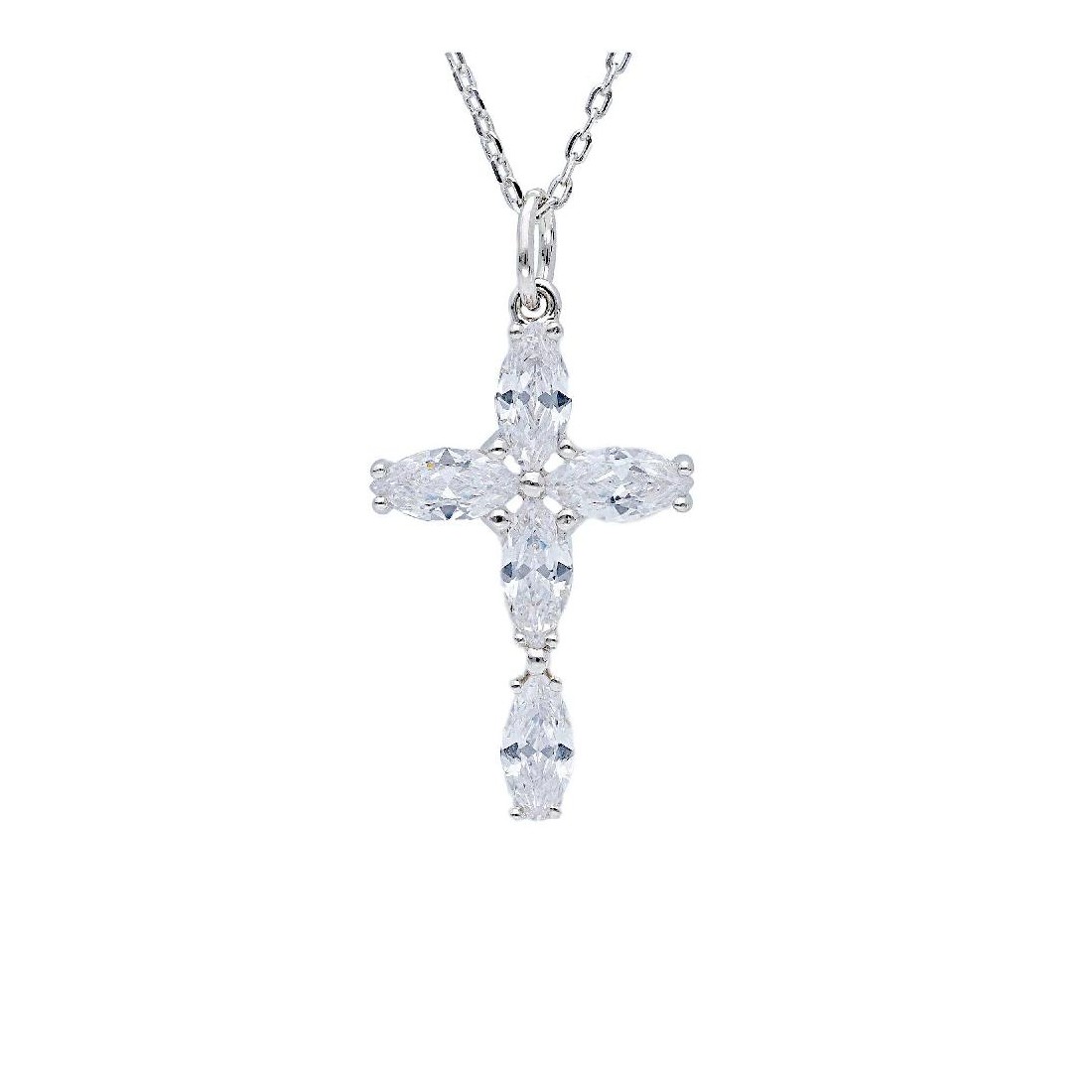Girocollo in argento 925/ooo e zirconia cubica con croce