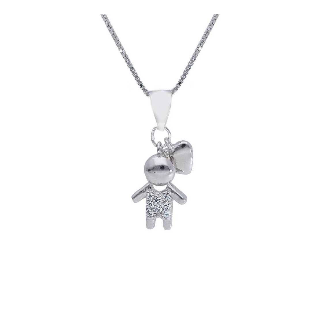 Girocollo in argento 925/ooo con bambino e cuore