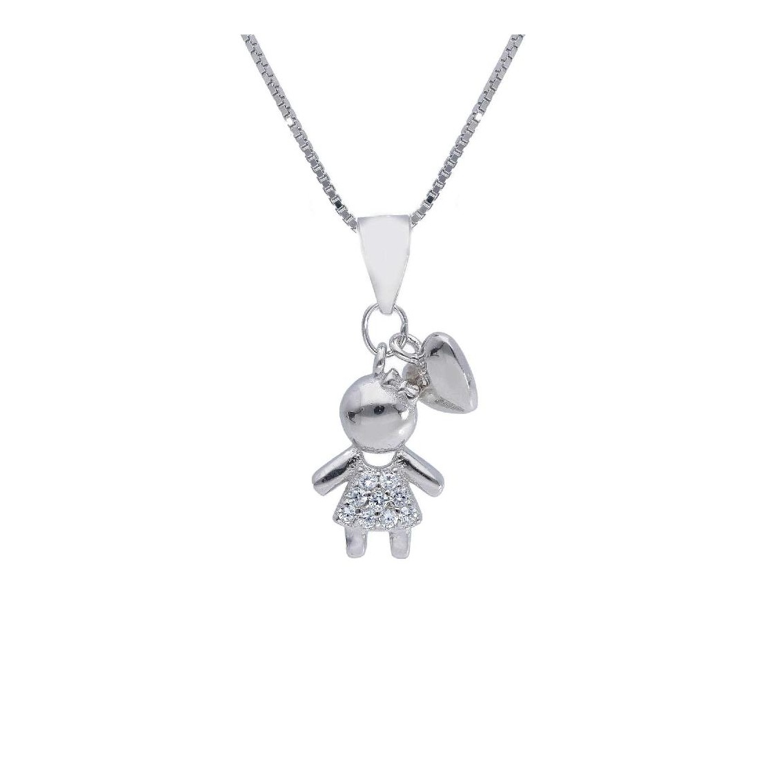 Girocollo in argento 925/ooo con bambina e cuore
