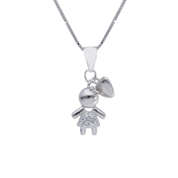 Girocollo in argento 925/ooo con bambina e cuore