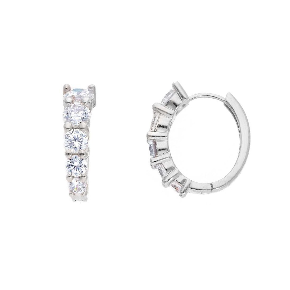 Orecchini cerchio in argento 925/ooo e zirconia cubica