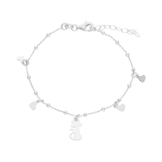 Bracciale in argento 925/ooo con cuore e gatto