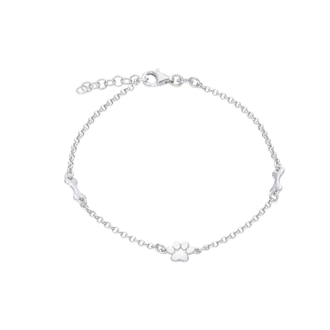 Bracciale in argento 925/ooo con zampa e osso