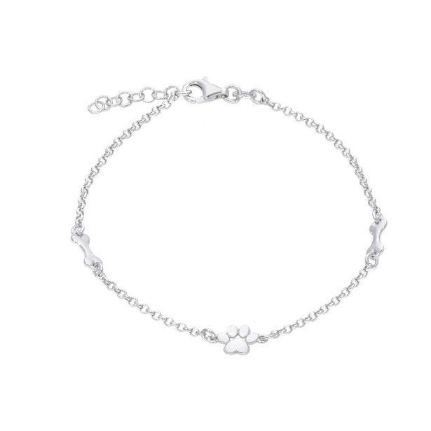 Bracciale in argento 925/ooo con zampa e osso