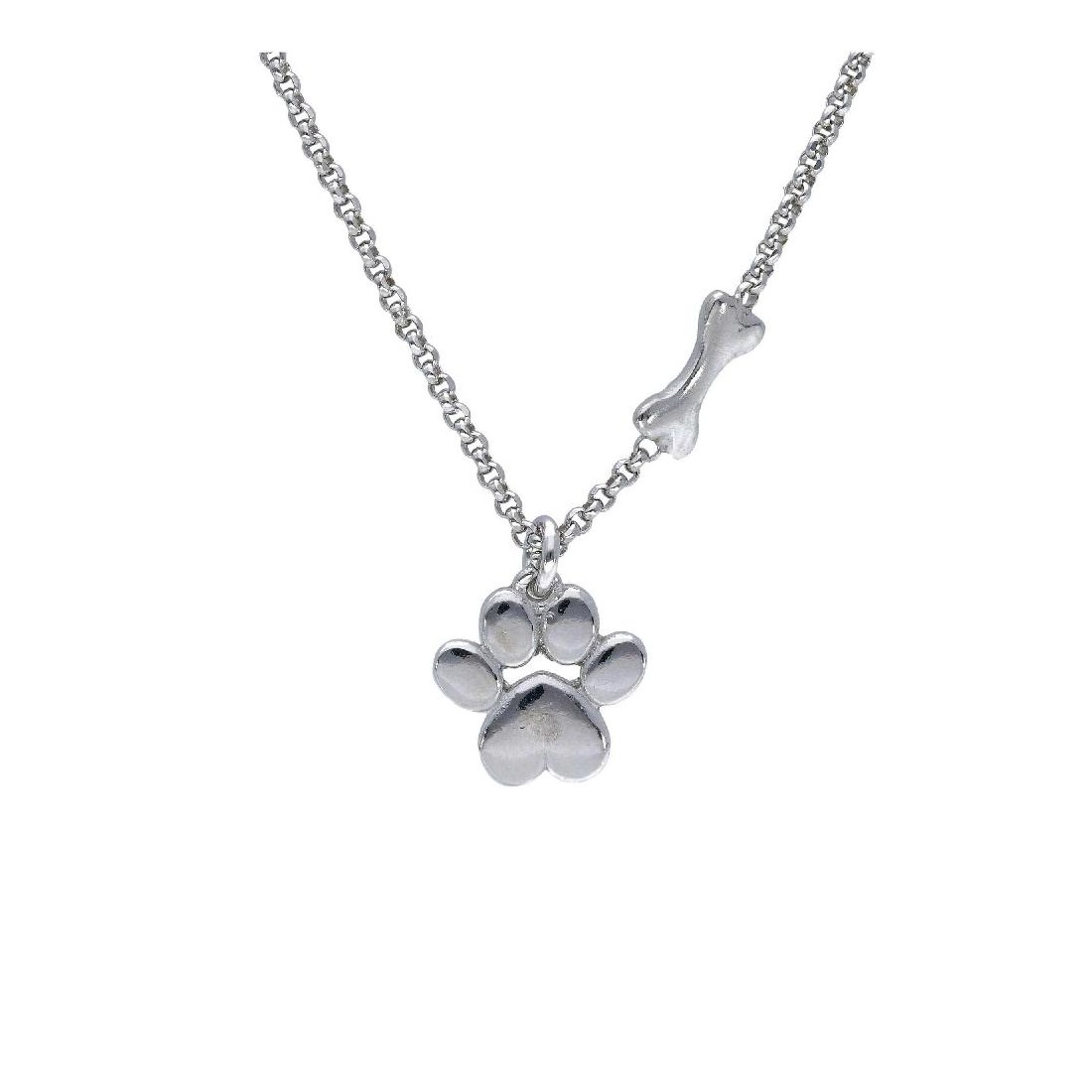Girocollo in argento 925/ooo con zampa e osso