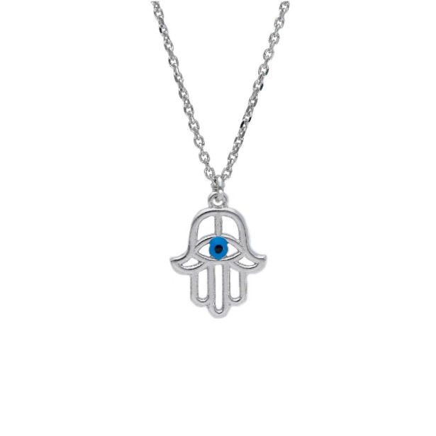 Girocollo in argento 925/ooo e zirconia cubica conmano di fatima