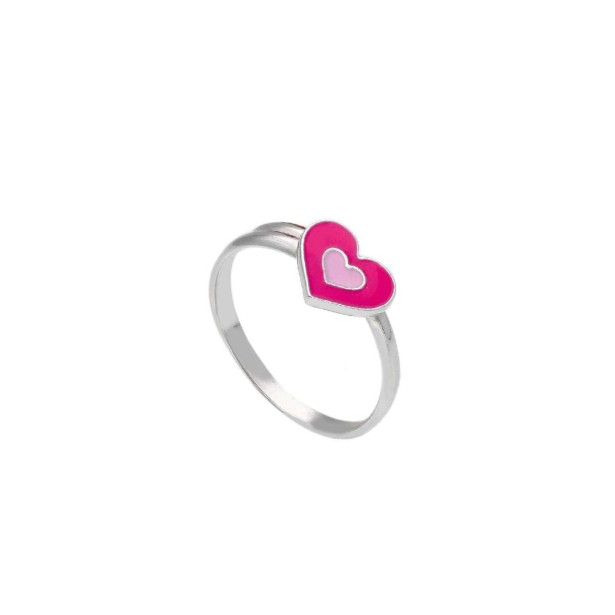 Anello in argento 925/ooo e smalto con cuore