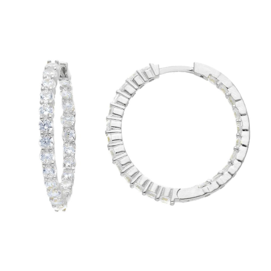 Orecchini cerchio in argento 925/ooo e zirconia cubica