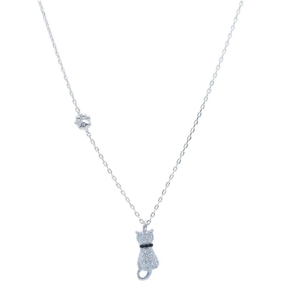 Girocollo in argento 925/ooo e zirconia cubica congatto e zampa