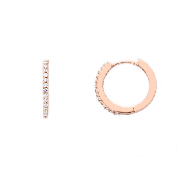 Orecchini cerchio in argento rose 925/ooo e zirconia cubica