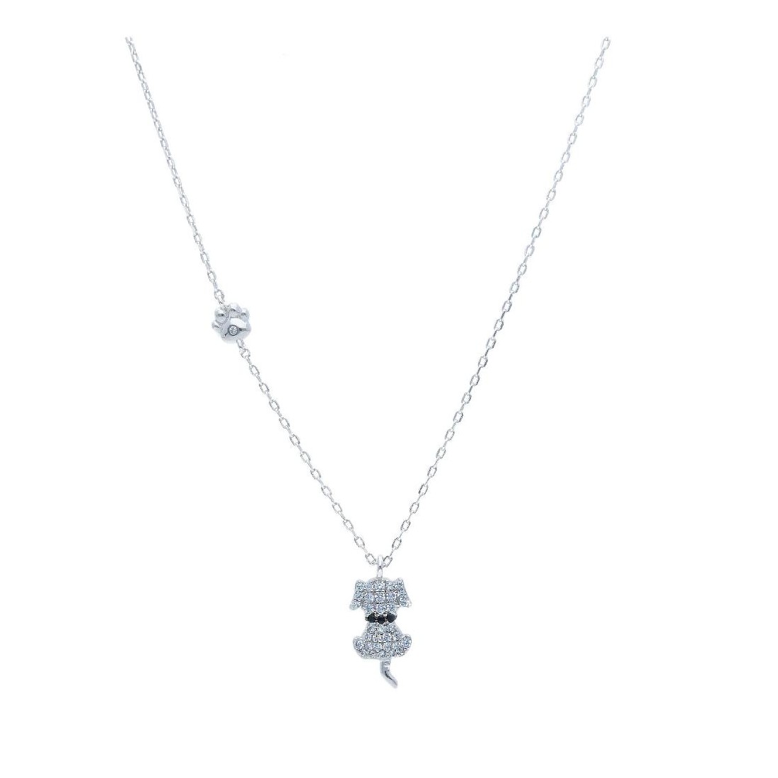 Girocollo in argento 925/ooo e zirconia cubica concane e zampa