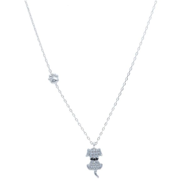 Girocollo in argento 925/ooo e zirconia cubica concane e zampa