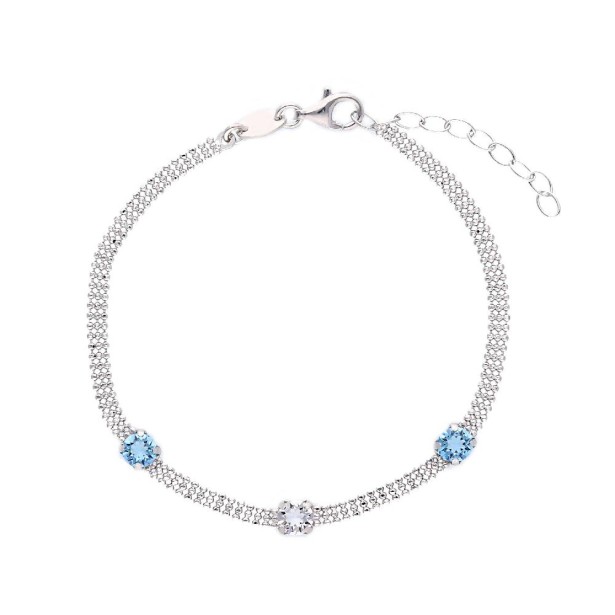 Bracciale in argento 925/ooo zirconia cubica e cristallo artificiale azzurro