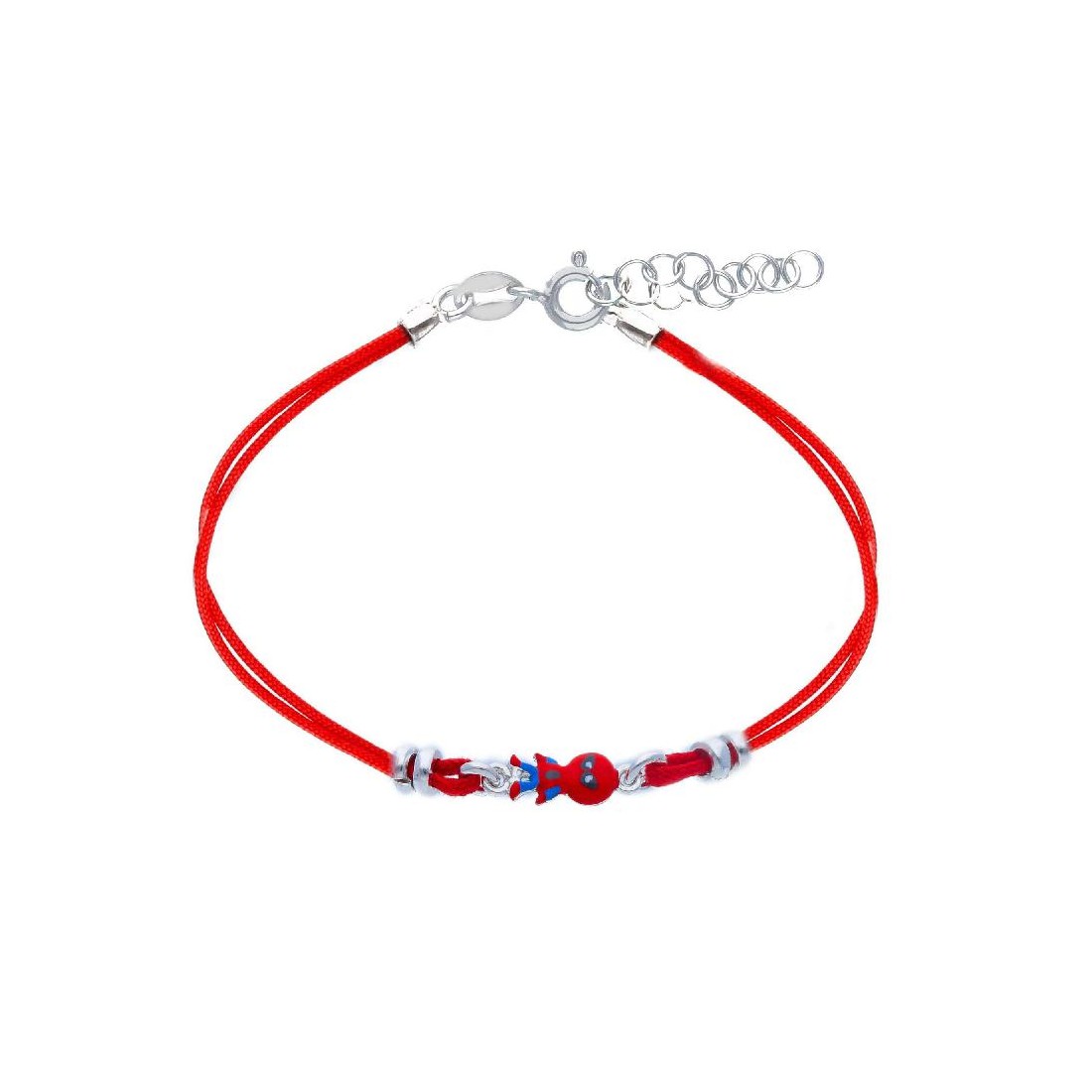 Bracciale con cordino e spidermen in argento 925/ooo e smalto
