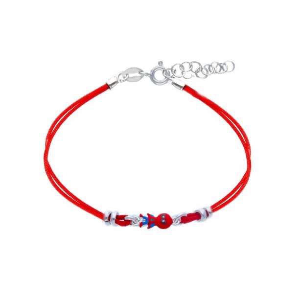 Bracciale con cordino e spidermen in argento 925/ooo e smalto