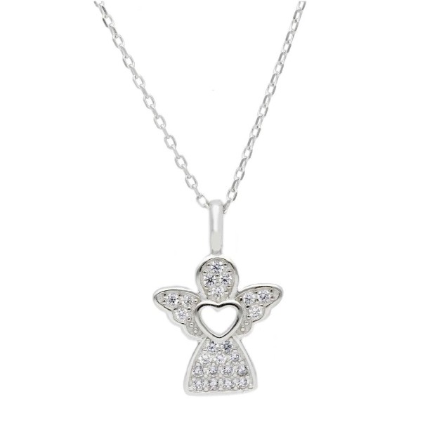 Girocollo in argento 925/ooo e zirconia cubica con angelo