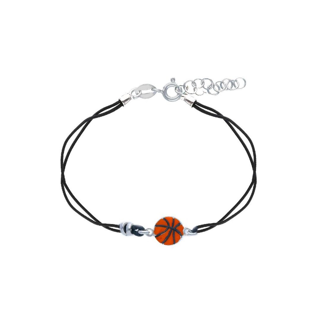 Bracciale con cordino e palla da basket in argento925/ooo e smalto