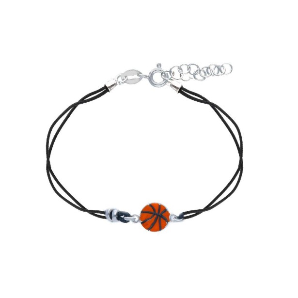 Bracciale con cordino e palla da basket in argento925/ooo e smalto