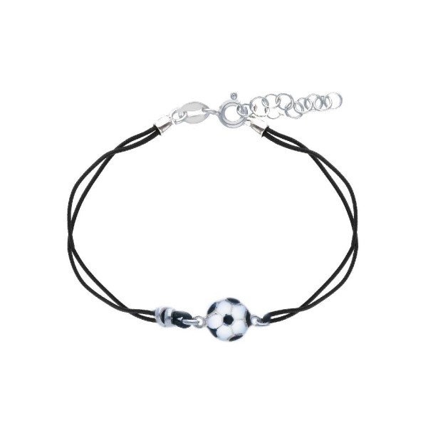 Bracciale con cordino e palla da calcio in argento925/ooo e smalto