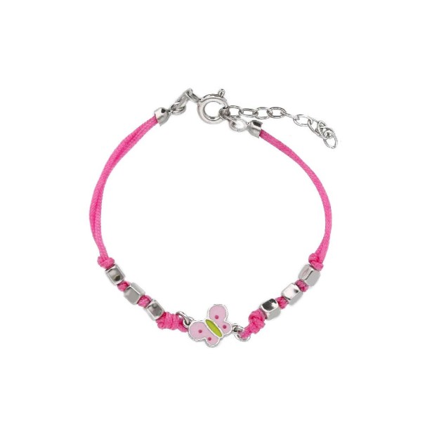 Bracciale con cordino e farfalla in argento 925/ooo e smalto