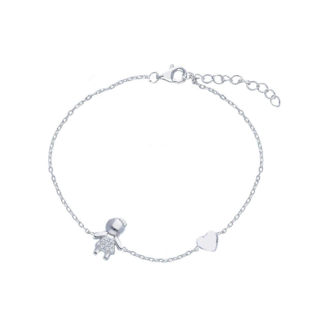 Bracciale in argento 925/ooo e zirconia cubica con bambina