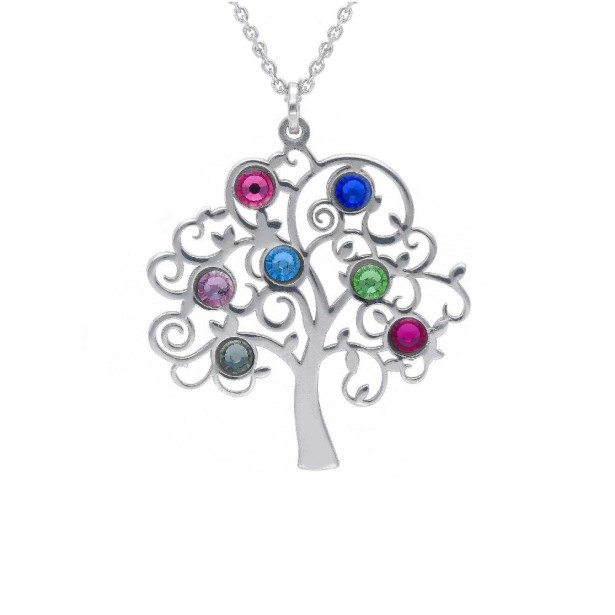 Girocollo in argento 925/ooo e cristallo artificiale multicolor con albero della vita