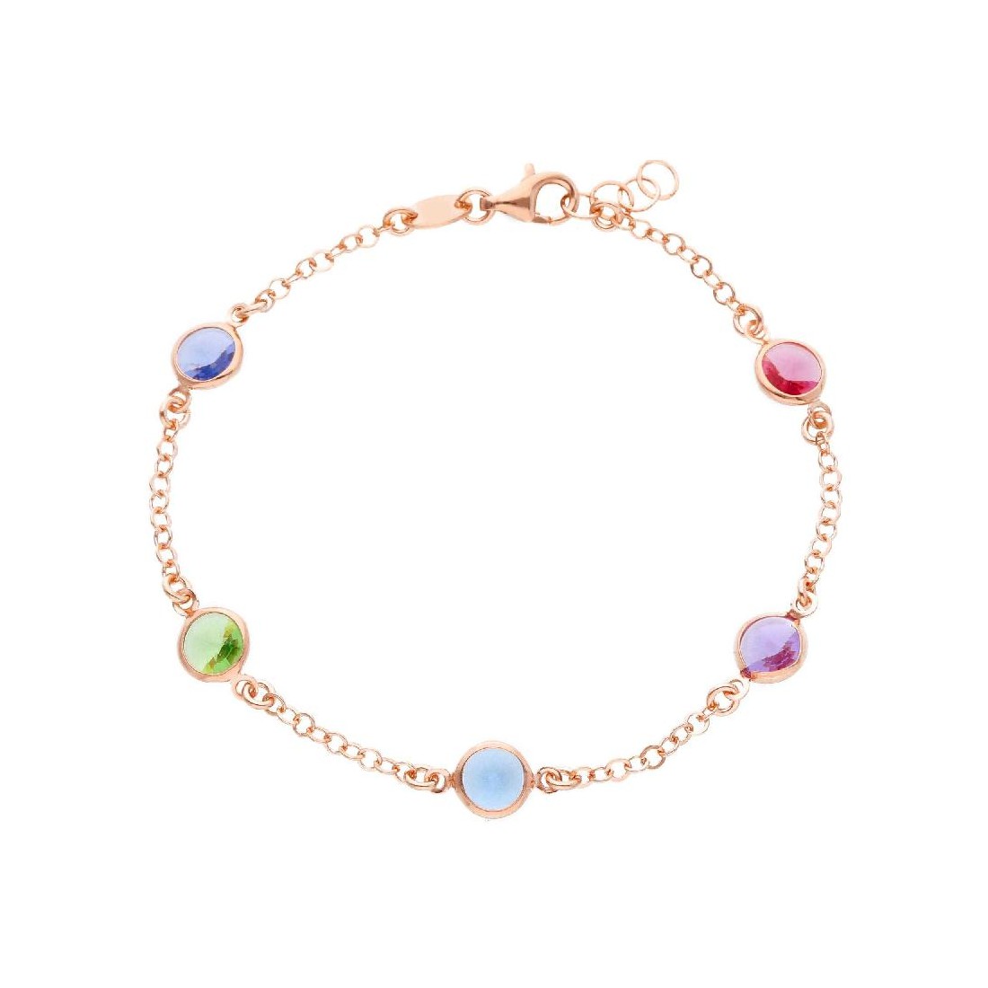 Bracciale in argento ros� 925/ooo e cristallo artificiale multicolor