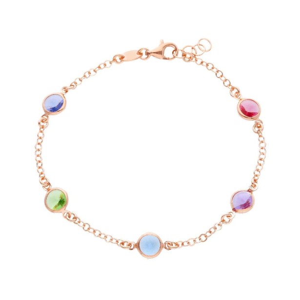 Bracciale in argento ros� 925/ooo e cristallo artificiale multicolor