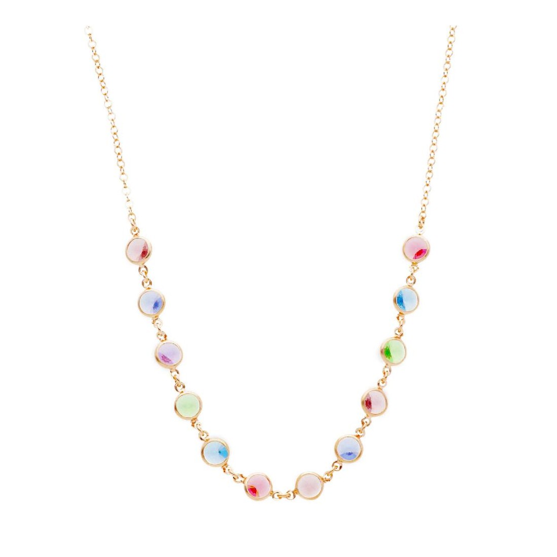 Girocollo in argento ros� 925/ooo e cristallo artificiale multicolor