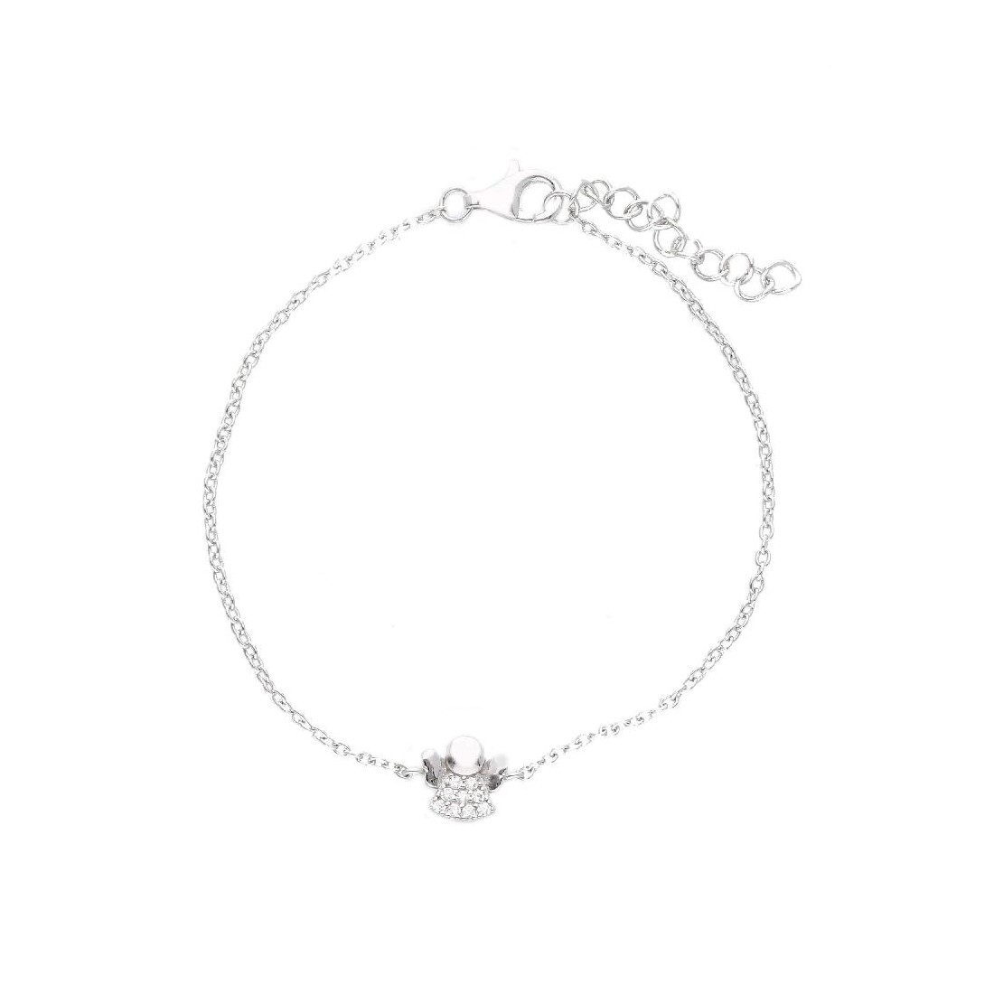 Bracciale in argento 925/ooo e zirconia cubica con angelo