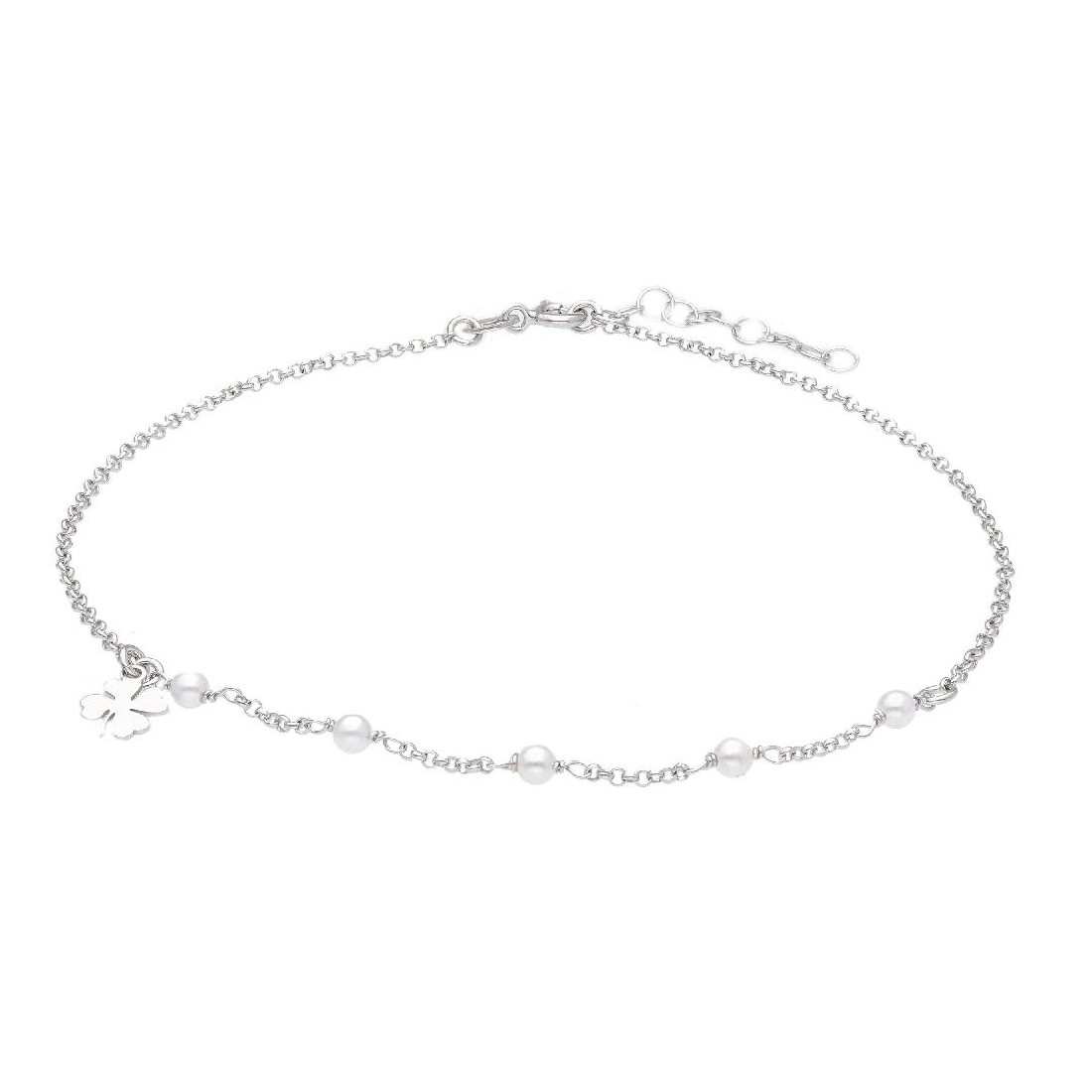 Cavigliera in argento 925/ooo e perla con charms