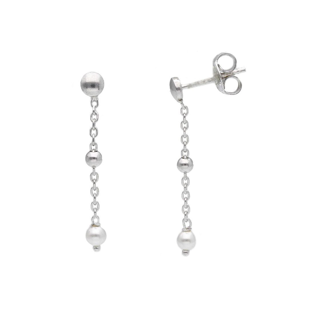Orecchini pendenti in argento 925/ooo e perla