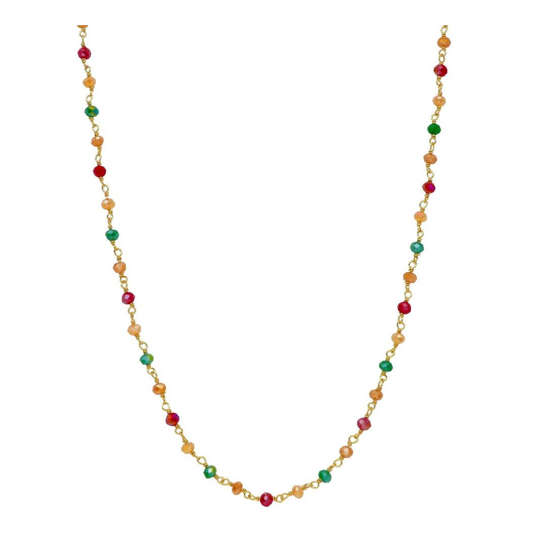 Girocollo in argento dorato 925/ooo e cristallo artificiale multicolor