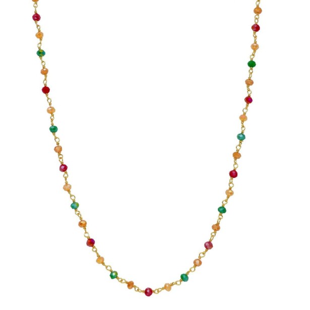 Girocollo in argento dorato 925/ooo e cristallo artificiale multicolor