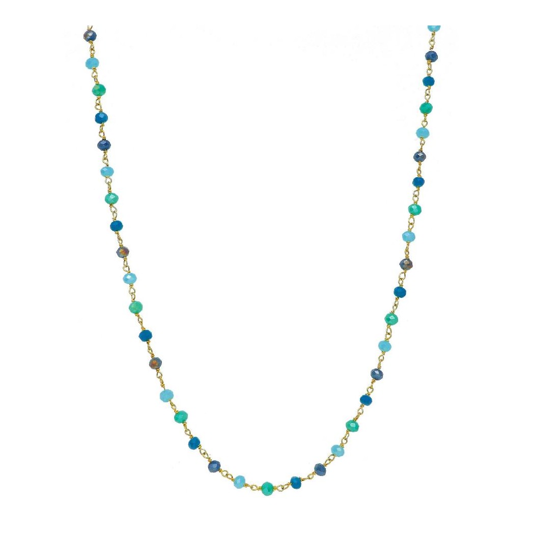 Girocollo in argento dorato 925/ooo e cristallo artificiale multicolor