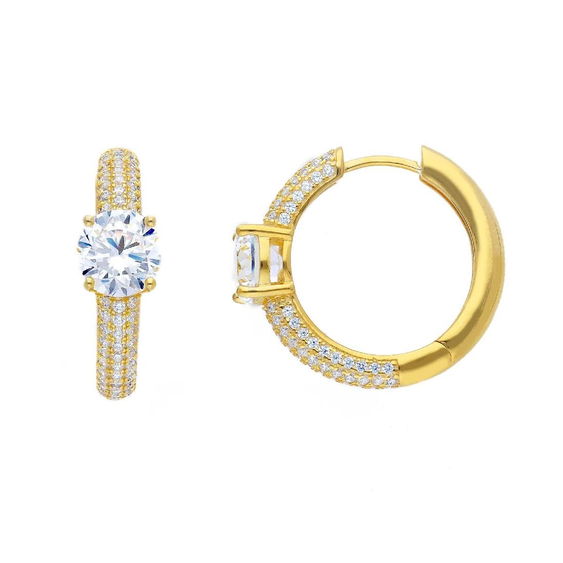 Orecchini cerchio in argento dorato 925/ooo e zirconia cubica