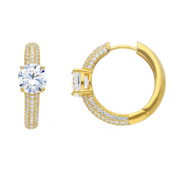 Orecchini cerchio in argento dorato 925/ooo e zirconia cubica
