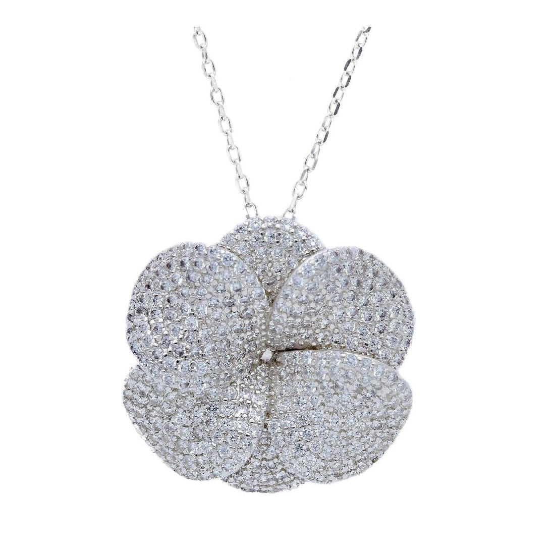 Girocollo in argento 925/ooo e zirconia cubica con fiore