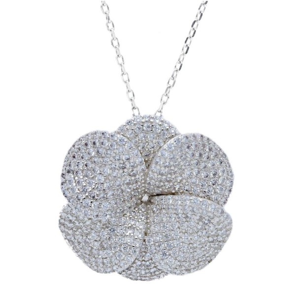 Girocollo in argento 925/ooo e zirconia cubica con fiore