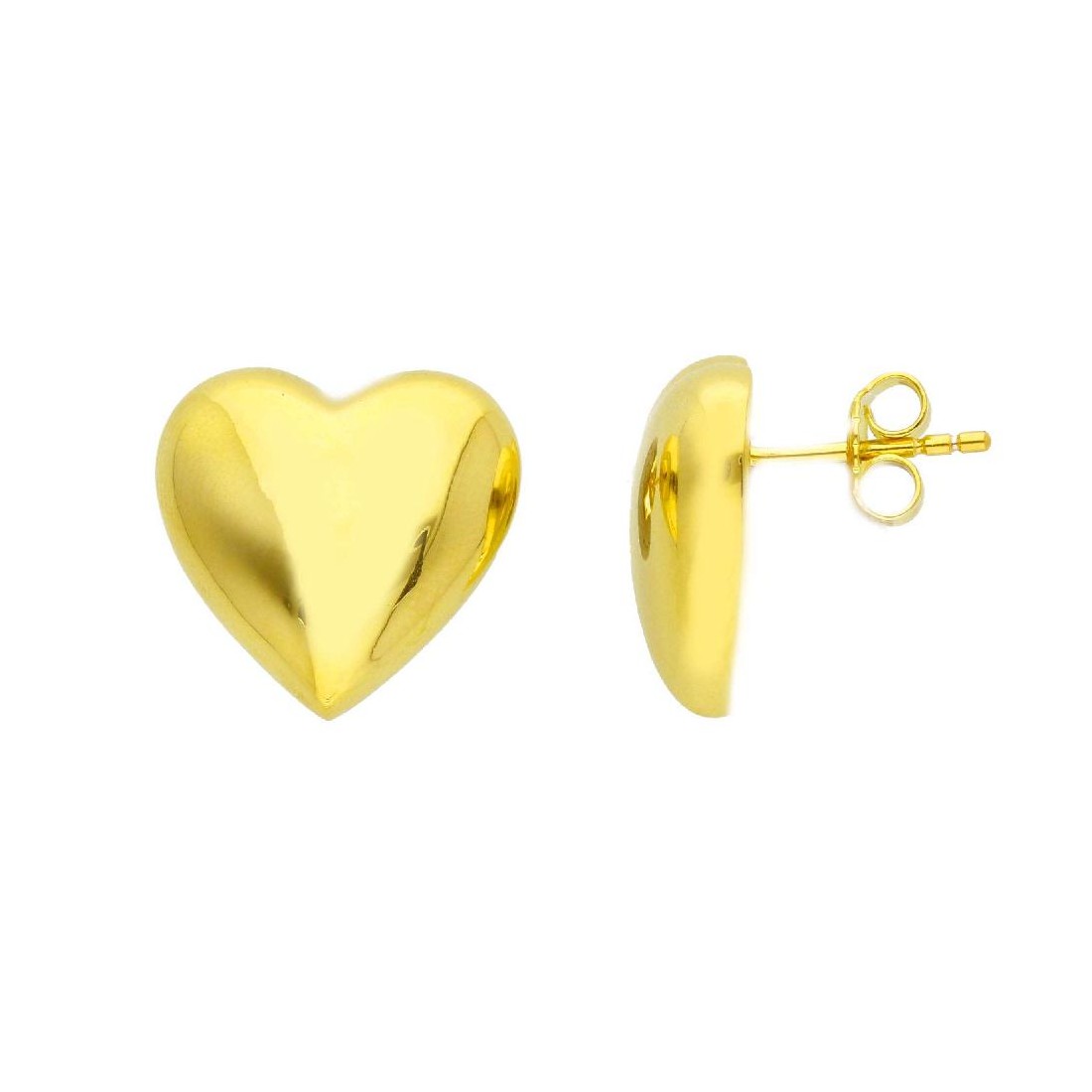 Orecchini lobo in argento dorato 925/ooo con cuore