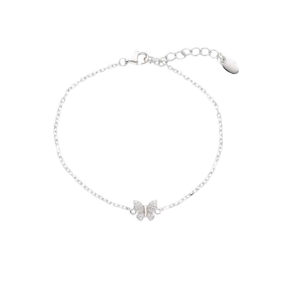 Bracciale in argento 925/ooo e zirconia cubica con farfalla