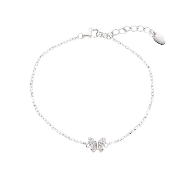 Bracciale in argento 925/ooo e zirconia cubica con farfalla