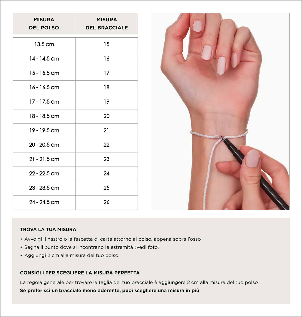 Guida alle taglie anelli