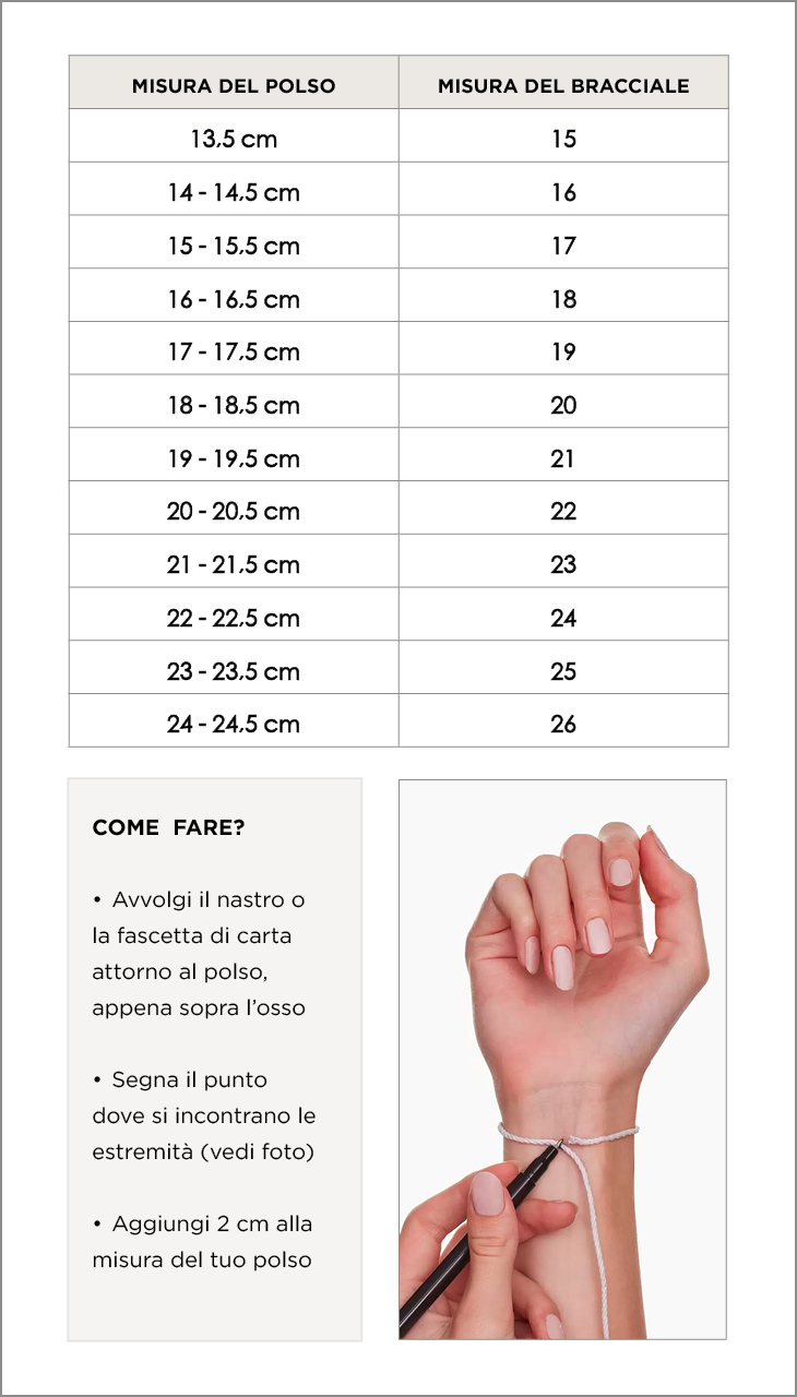 Guida alle taglie bracciale